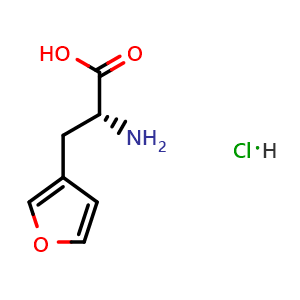 Chemical structure of (R)-2-Amino-3-(furan-3-yl)propionate hydrochloride , AChemBlock AD276158