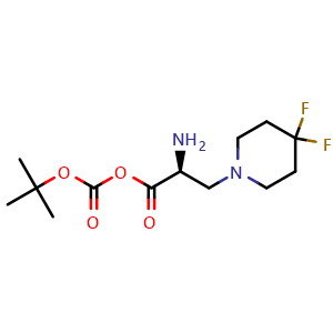 Chemical structure of S-Boc-3 - (4,4-difluoropiperidin-1-yl) alanine , AChemBlock AD276162