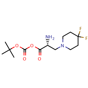 Chemical structure of (R)-(R)-2-Amino-3-(4,4-difluoropiperidin-1-yl)propanoic (tert-butyl carbonic) anhydride , AChemBlock AD276163