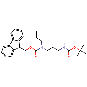 Chemical structure of 3-N-Fmoc-((3-((tert-Butoxycarbonyl)amino)propyl)amino)propan , AChemBlock AD276166