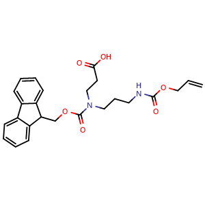 Chemical structure of 3-(Fmoc-(3-(((allyloxy)carbonyl)amino)propyl)amino)propanoic , AChemBlock AD276167