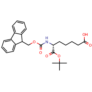 Chemical structure of R-2-Fmoc-aminopimelic acid-1-tertbutyl ester , AChemBlock AD276169