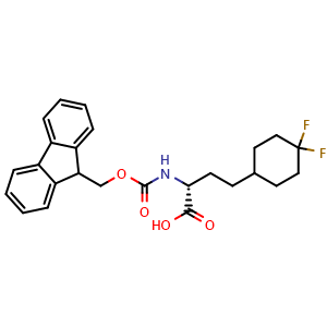 Chemical structure of (R)-Fmoc-2-amino-4-(4,4-difluorocyclohexyl)butanoic acid , AChemBlock AD276179