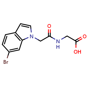 Chemical structure of 2-(2-(6-Bromo-1H-indol-1-yl)acetamido)acetic acid , AChemBlock AD276187