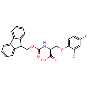 Chemical structure of N-(((9H-Fluoren-9-yl)methoxy)carbonyl)-O-(2-chloro-4-fluorophenyl)-L-serine , AChemBlock AD276208