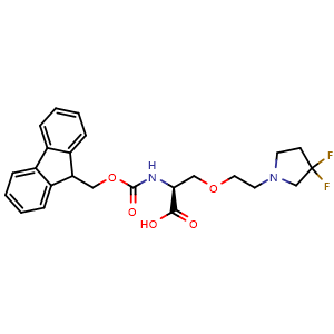 Chemical structure of N-Fmoc-O-(2-(3,3-difluoropyrrolidin-1-yl)ethyl)-L-serine , AChemBlock AD276210