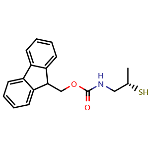 Chemical structure of N-Fmoc-(S)-2-mercapto-1-propanamine , AChemBlock AD276218