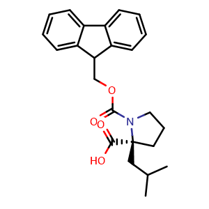 Chemical structure of N-Fmoc-2S-2-(2-methylpropyl)- proline , AChemBlock AD276222