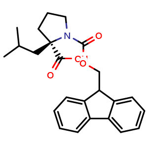 Chemical structure of N-Fmoc-2R-2-(2-methylpropyl)- proline , AChemBlock AD276223