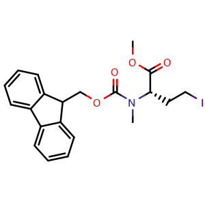 Chemical structure of Methyl(2S)-2-((Fmoc)(methyl)amino)-4-iodobutanoate , AChemBlock AD276224
