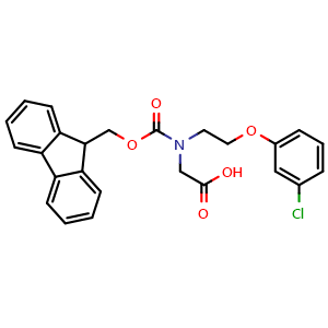 Chemical structure of Fmoc-N-(2-(3-chlorophenoxy)ethyl)-Gly-OH , AChemBlock AD276228