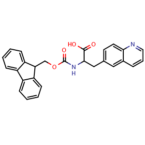 Chemical structure of Fmoc-3-(6-quinolyl)-DL-Ala-OH , CAS 1379831-78-3, AChemBlock AD276231