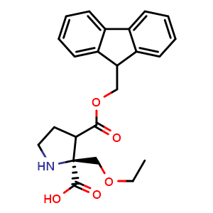 Chemical structure of (2S)-Fmoc-2-(1-ethoxymethyl)-Pro-OH , AChemBlock AD276234