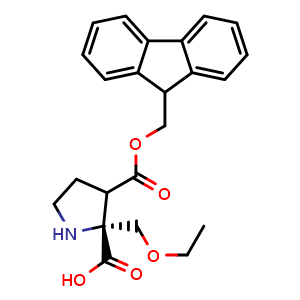 Chemical structure of (2R)-Fmoc-2-(1-ethoxymethyl)-Pro-OH , AChemBlock AD276235
