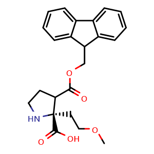 Chemical structure of (2S)-Fmoc-2-(2-methoxyethyl)-Pro-OH , AChemBlock AD276236