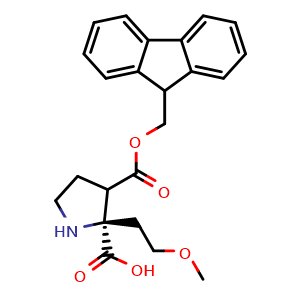 Chemical structure of (2R)-Fmoc-2-(2-methoxyethyl)-Pro-OH , AChemBlock AD276237