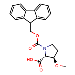 Chemical structure of Fmoc-(2R,3R)-3-methoxypyrrolidine-2-carboxylic acid , AChemBlock AD276238