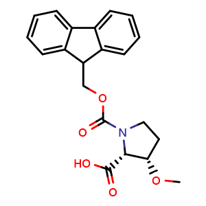Chemical structure of Fmoc-(2R,3S)-3-methoxypyrrolidine-2-carboxylic acid , AChemBlock AD276239