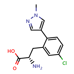 Chemical structure of (S)-5-Chloro-2-(1-methyl-1H-pyrazol-4-yl)-Phe-OH , AChemBlock AD276247