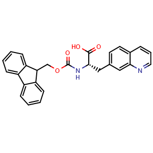 Chemical structure of Fmoc-3-(7-quinolyl)- L-Ala-OH , CAS 2349649-45-0, AChemBlock AD276255