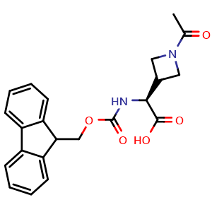 Chemical structure of Fmoc-(2S)-2-(1-acetylazetidin-3-yl)-2-aminoacetic acid , AChemBlock AD276261