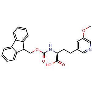 Chemical structure of (2S)-2-(Fmoc-amino)-4-(5-methoxy-3-pyridyl)butanoic acid , AChemBlock AD276262