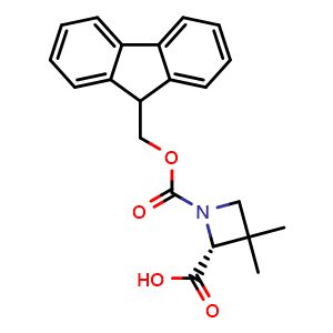 Chemical structure of Fmoc-(R)-3,3-dimethylazetidine-2-carboxylic acid , AChemBlock AD276266