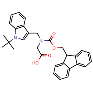 Chemical structure of N-Fmoc-N-((1-(tert-butyl)-1H-indol-3-yl)methyl)glycine , AChemBlock AD276277