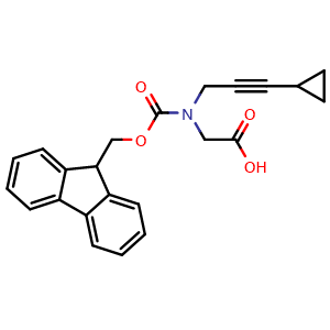 Chemical structure of Fmoc-N-(3-cyclopropylprop-2-ynyl)-Gly-OH , AChemBlock AD276281