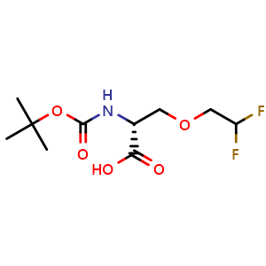 Chemical structure of N-Boc-O-(2,2-difluoroethyl)-D-serine , AChemBlock AD276295
