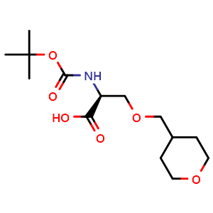 Chemical structure of N-Boc-O-((4-tetrahydropyranyl)methyl)-L-serine , AChemBlock AD276298