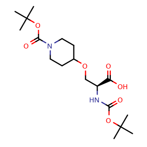 Chemical structure of N-Boc-O-(1-Boc-4-piperidyl)-L-serine , AChemBlock AD276299