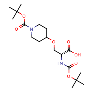 Chemical structure of N-Boc-O-(1-Boc-4-piperidyl)-D-serine , AChemBlock AD276300