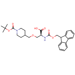 Chemical structure of N-Fmoc-O-(1-Boc-piperidin-4-ylmethyl)-L-serine , AChemBlock AD276301