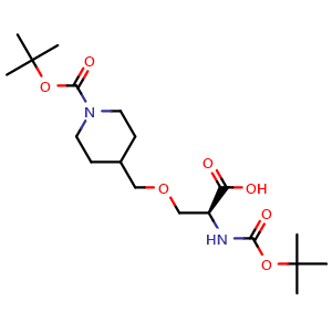 Chemical structure of N-Boc-O-(1-Boc-piperidin-4-ylmethyl)-L-serine , AChemBlock AD276302