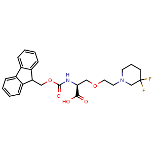 Chemical structure of N-Fmoc-O-(2-(3,3-difluoropiperidin-1-yl)ethyl)-L-serine , AChemBlock AD276308