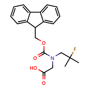 Chemical structure of N-Fmoc-2-((2-fluoro-2-methylpropyl)amino)acetic acid , AChemBlock AD276315