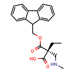 Chemical structure of Fmoc-(R)-2-((methylamino)methyl)butanoic acid , AChemBlock AD276331