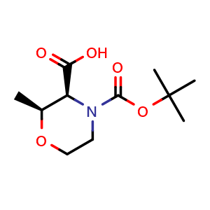 Chemical structure of Boc-(2S,3S)-2-methyl-3-carboxymorpholine , AChemBlock AD276335