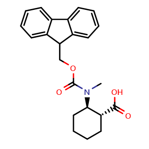 Chemical structure of (1R,2R)-2-(Fmoc-(methyl)amino)cyclohexane-1-carboxylic acid , AChemBlock AD276343