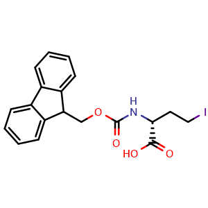Chemical structure of (2R)-2-Fmoc-amino-4-iodobutanoic acid , AChemBlock AD276350