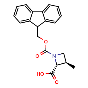 Chemical structure of (2R,3R)-1-Fmoc-3-methylazetidine-2-carboxylic acid , AChemBlock AD276351
