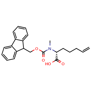 Chemical structure of (R)-N-Fmoc-2-methylamino-6-Heptenoic acid , AChemBlock AD276362