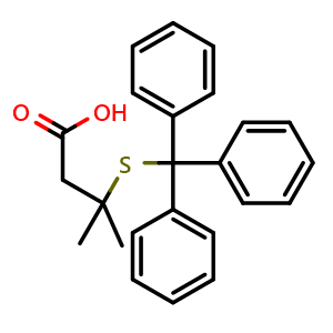 Chemical structure of 3-Methyl-3-(tritylthio)butanoic acid , AChemBlock AD276375