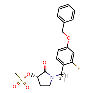 Chemical structure of (S)-1-((4-(Benzyloxy)-2-fluorophenyl)methyl-d2)-2-oxopyrrolidin-3-yl methanesulfonate , AChemBlock AD276376