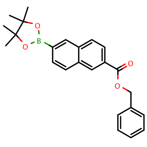 Chemical structure of Benzyl 6-(4,4,5,5-tetramethyl-1,3,2-dioxaborolan-2-yl)-2-naphthoate , AChemBlock AD276389