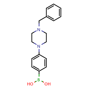 Chemical structure of (4-(4-Benzylpiperazin-1-yl)phenyl)boronic acid , AChemBlock AD276390