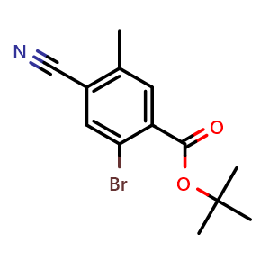 Chemical structure of tert-Butyl 2-bromo-4-cyano-5-methylbenzoate , AChemBlock AD276404