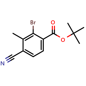 Chemical structure of tert-Butyl 2-bromo-4-cyano-3-methylbenzoate , AChemBlock AD276405