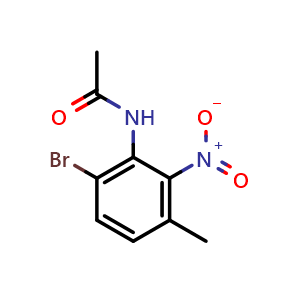 Chemical structure of N-(6-Bromo-3-methyl-2-nitrophenyl)acetamide , AChemBlock AD276406